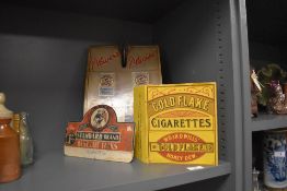Gold Flake and Players cigarettes advertising items on card & Standard Brand best cut tacks