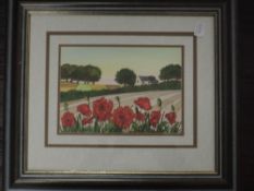 A watercolour, Lynne Grovatt, Poppies, signecd and dated 1985, 15 x 20 plus frame and glazed