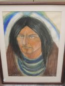 A pastel sketch, Tarin, portrait study, 50 x 37cm, plus frame and glazed