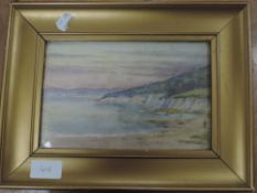 A watercolour, coastal landscape, 14 x 20cm, plus frame and glazed