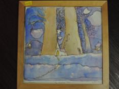 A watercolour, The Christmas Star, Jim Fleming, signed, 29 x 29cm, plus frame and glazed