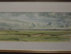 A watercolour, Dakeyne, Morecambe Bay, signed and dated 1976, 26 x 74cm , plus frame and glazed, and