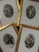 A set of four prints, after Hope, oval studies, allegorical four seasons, each 20 x 15cm, plus frame