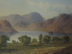 A watercolour, W T Longmire, Ullswater, signed and dated 1909, 22x 32cm, plus frame and glazed