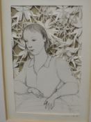 A print, decoupage, after, Clara Henderson, portrait study, indistinctly signed, 10 x 7cm, plus
