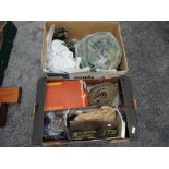 Two boxes of 00 scale Track Ballasts, Hornby Layout items, Tree's Bushes, Bark and Coal etc