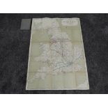 A Railway Clearing House Folded Map, England & Wales, small version 1919
