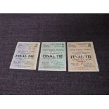 Three F A Cup Final Tickets, Saturday May 3rd 1952, North Terrace Seat G74, Row 25, Seat 106,
