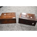 A 19th century figured mahogany rectangular box, together with a similar example.