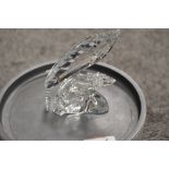 A crystal glass Swarovski figure study of a Whale group ' Care for Me' with case