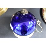 A late19th/early 20th century blown-glass cobalt blue witches ball, 9cm approx