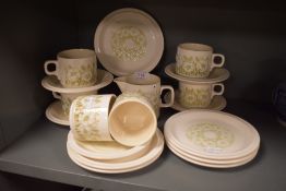 A selection of mid century tea cups and saucers by Hornsea Pottery in the Fleur design