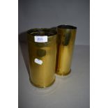 Two brass military ammunition cases both for WW2