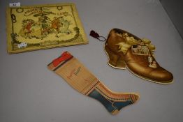 A Trio of Victorian books, two of novelty form; Christmas Stocking,1880 and the old woman who