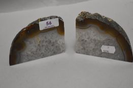 A pair of polished geode book ends.