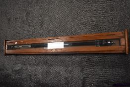 A mid century Griffin and George ltd mahogany cased stick barometer.