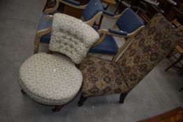 Two Victorian upholstered bedroom/nursing chairs