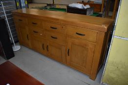 A good quality modern golden oak sideboard, dimensions approx. W219 H94 D45cm