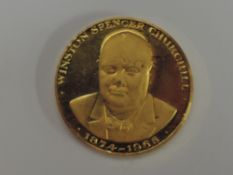 A 1965 Sir Winston Churchill 22ct Gold Medallion by Gregory & Co London, hallmarked and numbered