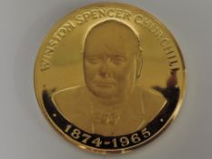 A 1965 Sir Winston Churchill 22ct Gold Medallion by Gregory & Co London, hallmarked and numbered