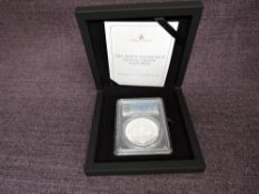 A 2021 Jubilee Mint Alderney Queen Elizabeth II Gothic Crown PCGS PR70, in plastic case in wooden