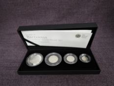 The 2010 United Kingdom Elizabeth II Britannia Four Coin Silver Proof Set in original box with