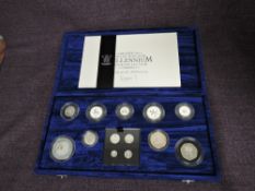 A 2000 Queen Elizabeth II The United Kingdom Millennium Silver Coin Collection, includes 9 Coins,