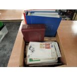 A box of GB First Day Covers, loose and in albums, Penny Red Cover seen, 1949 Universal Post, 1948