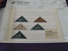 Four Cape Of Good Hope Triangular Stamps, Two Red One Penny and Two Blue Four Pence, all used, a