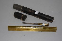 A J Rabone & Sons brass engineers spirit level, with original tin case and sold together with a