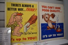Three screen printed 1960's propaganda posters for factory work or similar