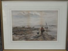 A print, estuary view, 31 x 46cm, plus frame and glazed