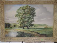 An oil painting, Stanley Dollman, river and trees, signed, and dated 1972, 49 x 75cm, plus frame