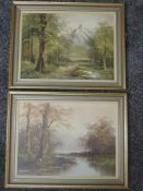 A pair of oil paintings, landscapes, 29 x 39cm, plus frames