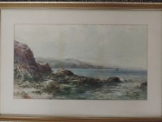 A watercolour, Albert Pollitt, coastal landscape, signed and dated 1895, 23 x 41cm, plus frame and