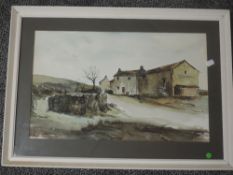 A watercolour, Barbara Shaw, Farm at Hatton Gill, signed and attributed verso, 33 x 53cm, plus frame