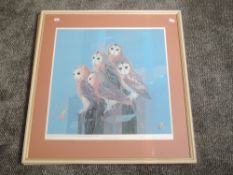 A pair of Ltd Ed prints, after Lars Knudsen, Cathy pacific World of Birds, Tawny Owl and Kite,