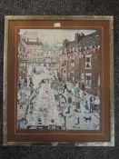 A print, after Edith Le Breton, Salford Street Party, signed, 42 x 34cm, plus frame and glazed