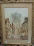 A watercolour, Charles Rousse, Beauvais cathedral, signed and attributed, 44 x 30cm, plus frame