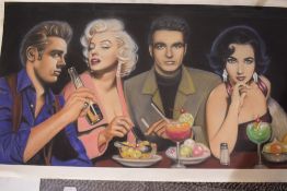 A pastel sketch, Gilles Grid, celebrity supper, signed and attributed, 34 x 60cm