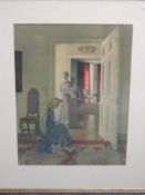 A print, after Campbell Taylor, parlour scene, 55 x 42cm, plus frame and glazed