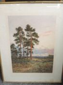 A print, after BW Leader, landscape, Frost and Reed, dated 1915, 25 x 43cm, plus frame and glazed