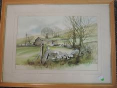 A watercolour, Susan M Ridyard, Stone Walls Thorpe, signed and attributed verso, and dated (19)84,