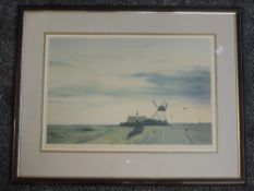 A Ltd Ed print, after Jim Ridout, Lytham windmill, signed and num 140/500, 30 x 45cm, plus frame and