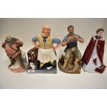 A collection of figures including Royal Doulton Falstaff and Royal Worcester the Queens 80th