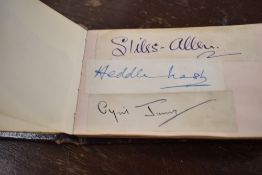 An autograph book containing a selection of signatures, of interest to Vic-Wells Co,London