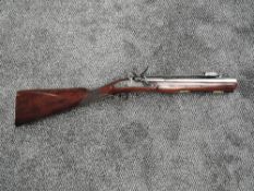 A English Flintlock Blunderbuss by W Bond 45 Cornhill London, with triangular spring bayonet on