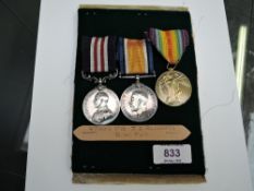 A Military Medal WW1 Trio, Military Medal, British War Medal and Victory Medal to 87393 PTE.J.E.