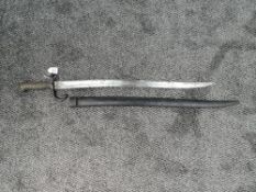 A French Sword Bayonet for the Chassepot Rifle 1866, with scabbard, blade length 57cm, overall