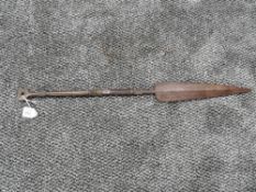 A Tribal Short Wood Spear possibly South Sea/Africa, decorated shaft and butt, length 60cm